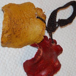 Maria Oiticia Seed Pod Bracelet W/ Braided Closure Red/Yellow Pods NWOT